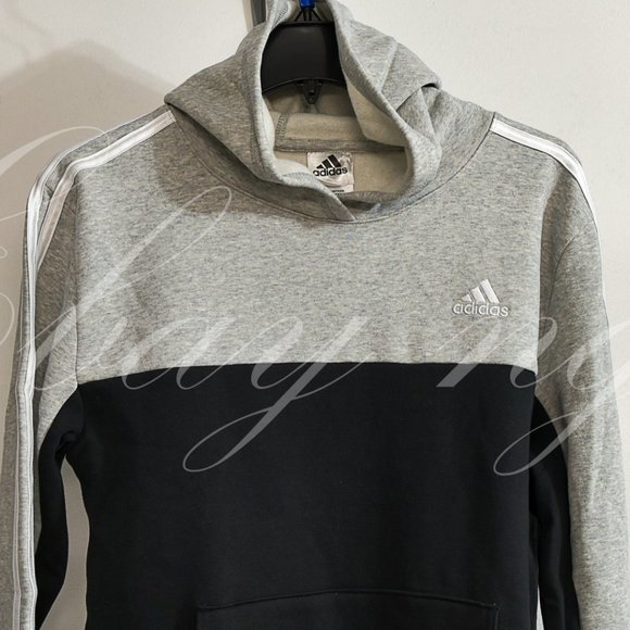 adidas‎ Boys' Youth Pullover Fleece Hoodie GRAY/BLACK - Picture 1 of 6